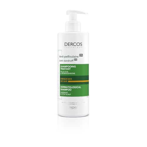 VICHY Anti-Schuppen-Shampoo, Für trockenes Haar, Juckreiz-mildernd und hydratisierend, Mit Salicylsäure, Seleniumdisulfid und Vitamin E, Dercos Anti-Schuppen, 390 ml