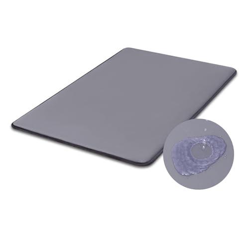 Favodormir Wassericht Hundematte-90x57cm,Hundebett Mittelgroß Hunde aus Kunstleder,Einfach zu Reinigen,Tragbar Platzsparend Outdoor Hundekissen,Waschbar Hundematratze für Innen& Reisen,Grau