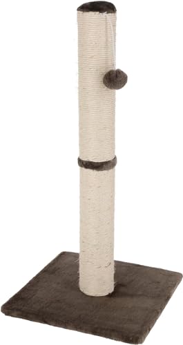 Kerbl Pet Kratzsäule Opal Maxi, Kratzbaum, grau, Natursisal, 38x38x78cm, kleine bis normalgroße Katzen, mit Sisalseil, zur Krallenpflege, Plüschball
