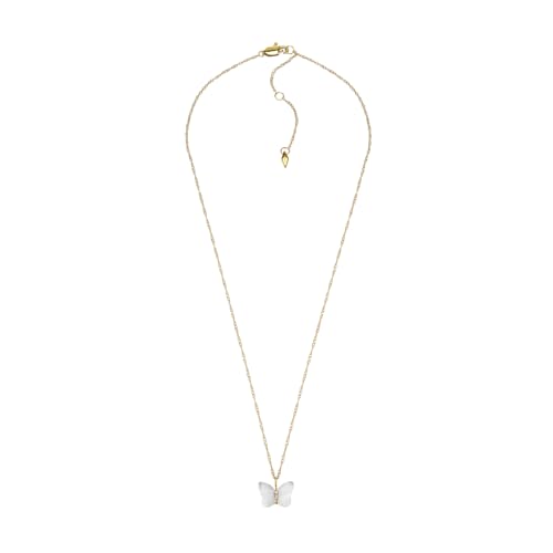 Fossil Damen Edelstahl mit Karabinerverschluss Schmetterlings-Anhänger Halskette