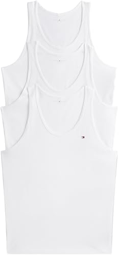 Tommy Hilfiger Herren 3er Pack Tank Tops Rundhalsausschnitt, Weiß (White/White/White), L