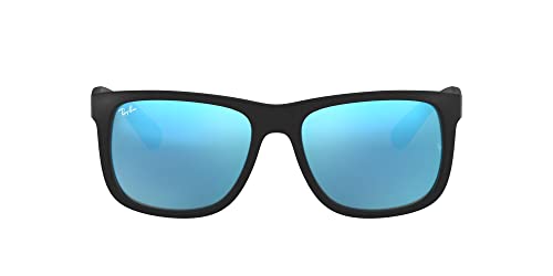 Ray-Ban 0RB4165 Justin Classic Sonnenbrille Large (Herstellergröße: 54), Schwarz (Gestell: Schwarz, Gläser: Blau Verspiegelt 622/54)