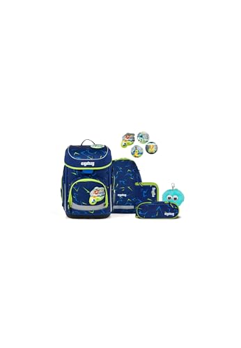 ergobag cubo Bundle Set AW25/26, ergonomischer Schulranzen Klassisch 6-teilig 1. Klasse Grundschule SpitzenreitBär - Dunkelblau