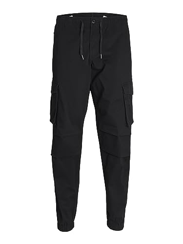 JACK & JONES Herren Cargohose JPSTKANE JJNOAH Cuffed -Relaxed Fit - S M L XL XXL, Größe:XXL, Farbvariante:Black 12242264