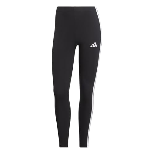 adidas Damen Essentials 3-Stripes Cotton Leggings, Black/White, M