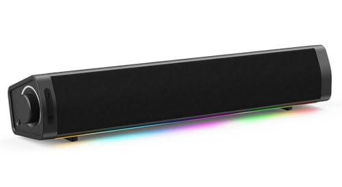 ADELGO PC Lautsprecher USB, Portable Computer Boxen USB-betrieben Typ C, Soundbar Lautsprecher mit RGB für Desktop, Monitor, Laptop, Plug and Play - Schwarz