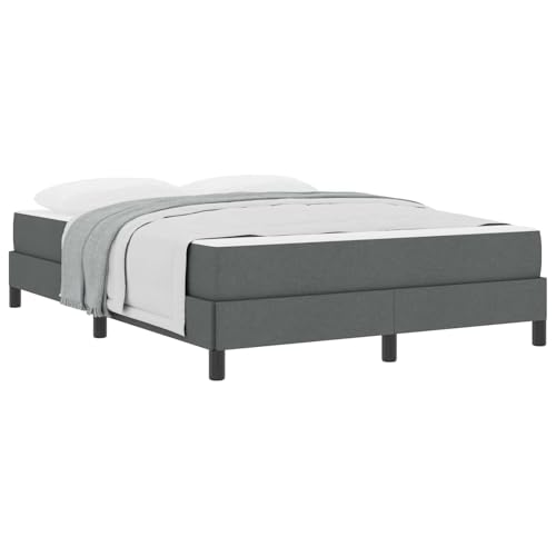 vidaXL Boxspringbett mit Matratze Dunkelgrau 140 x 200 cm Stoff, Moderner Bettgestell, rechteckige Schlafbasis, Stabiler Boxspring, Coole Optik, Holz, gemütliche Plattform