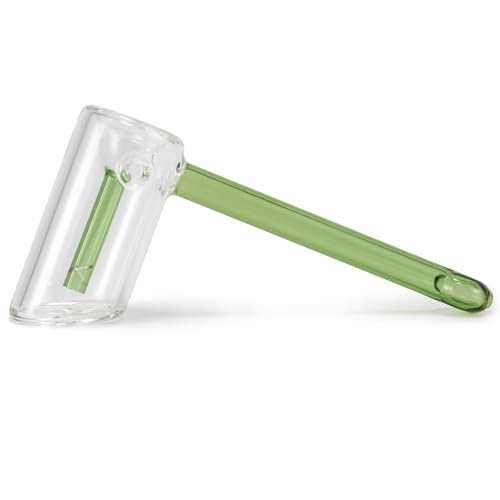 WANNTO Hammer Mini Bong aus Glas, 15,5cm Borosilikat-Wasserpfeife mit langem Mundstück und seitlichem Luftloch, Handgefertigte Glasbong für sanften Rauchgenuss