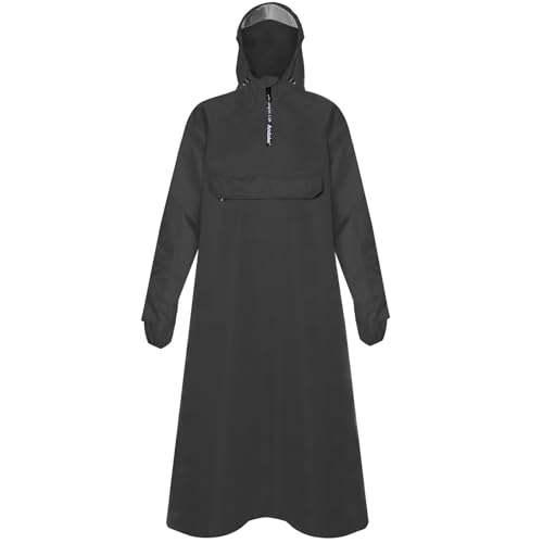 Andake Regenponcho Herren Damen Regenmantel Wasserdicht Schwarz