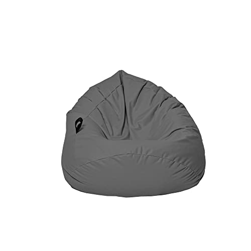 MILLINDABAG Kastanie Tropfenform Sitzsack für Kinder Jugendliche und Erwachsene Beanbag Kissen Indoor & Outdoor Gaminggeignet bereits gefüllt Sitzkissen Bodenkissen (Anthrazit, XL-Durchmesser 77 cm)