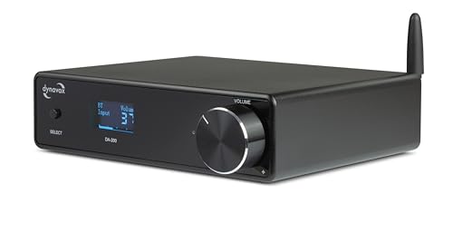 Dynavox DA-200 HiFi Verstärker, kompakter Class-D Stereo-Digitalverstärker mit BT 5.0, USB-DAC, optisch & koaxial, Subwoofer Out, edles Aluminiumgehäuse, ideal für PC-Audio & Musikstreaming, schwarz
