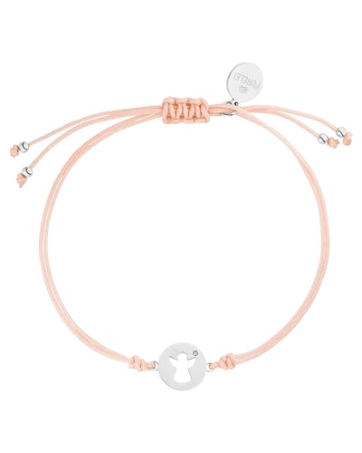 Purelei Pink Angel Armband – Schutzengel Mädchen & Damen Armband aus Rosa Nylon mit Edelstahl Anhänger – Länge individuell einstellbar – Hawaiianisch inspiriert & wasserfest