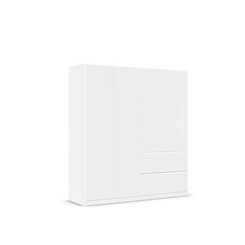 Rauch Möbel Costa, Drehtürenschrank, Kleiderschrank, 4-türig, 2 Schubkästen, Alpinweiß, Push-to-Open, Griffprofil alpinweiß, 181x197x54 cm