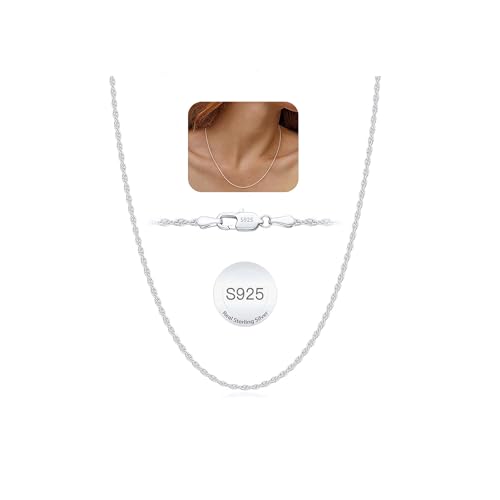 Esrael Kette Silber 925 Damen 1.5mm Silberkette Damen 925 Halskette Frauen Kordelkette Kette Silber Schmuck Geschenke 18 Zoll