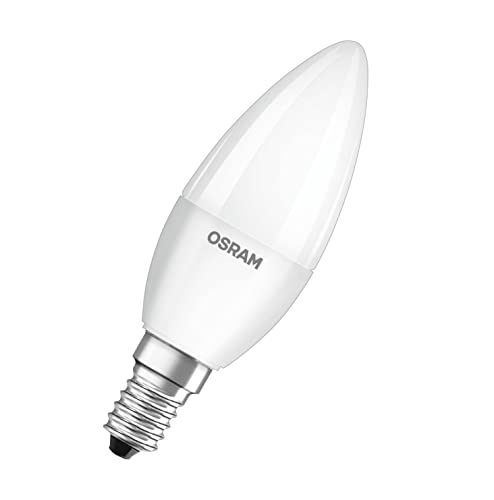 Osram LED Base Classic B Lampe, in Kerzenform mit E14-Sockel, nicht dimmbar, Ersetzt 40 Watt, Matt, Warmweiß - 2700 Kelvin, 4er-Pack