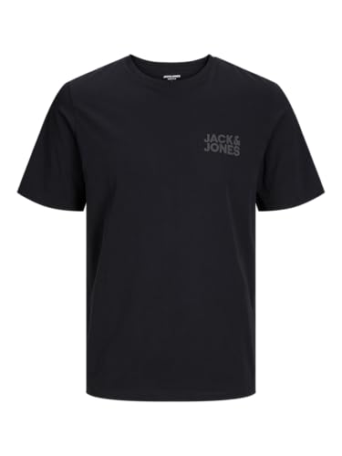 JACK & JONES Herren Designer Rundhals T-Shirt JJECORP Logo Übergrößen Kurzarm Jersey Plus +Size Shirt, Farben:Schwarz, Größe:7XL