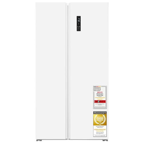 Exquisit Side by Side Kühl-Gefrierkombination | 442 l Nutzinhalt | No Frost Kühlen & Gefrieren | 4-Sterne-Gefrierfach | 11,2 kg/24h | 39 dB | LED | E | SBS546-040E weiss