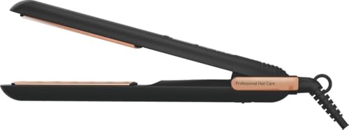 Grundig - HS 7030 Haarglätter - 6 Temperaturstufen (130-230 °C) - Ionic-Funktion, Haarschutz-Modus, Keramik-Macadamia-Kokosöl-Beschichtung - Beweglich gelagerte Platten 11x2,5 cm - Schwarz/Rose Gold