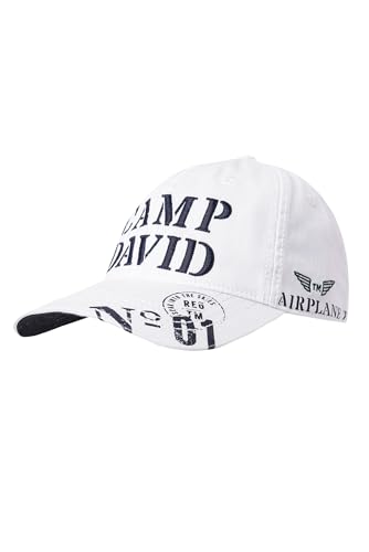 Camp David Herren Base Cap Stone Washed mit Logo-Stickerei und Prints Opticwhite