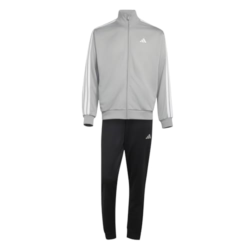 adidas Herren 3-Stripes French Terry Track_Suit, medium grey heather/white, XL