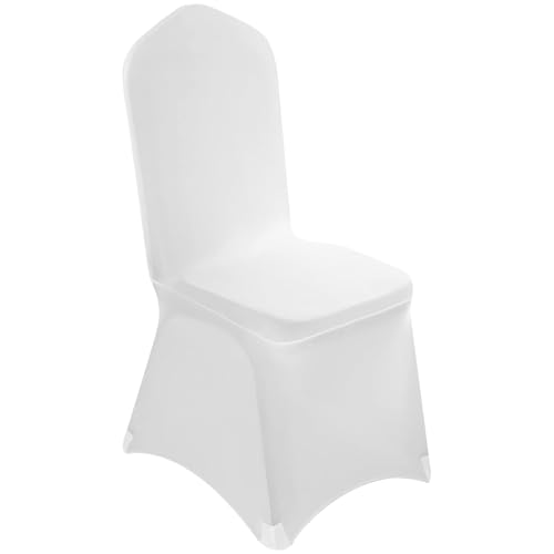 GUIVACI Stuhlhussen 100 Stück, Universell Stuhlhussen Weiß Polyester, Elegante Stuhl Stuhlbezüge Elasthan Spandex Waschbarer für Taufe Geburtstag Hochzeit Bankett Dekoration (100)