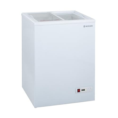 GastroHero Gefriertruhe ECO 100 I Tiefkühltruhe klein 97L I Kühltruhe abschließbar I Gefriergerät mit Glasschiebedeckel I -18°C bis -22°C