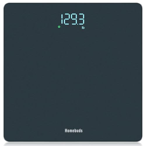 Homebuds Personenwaage Digital, Hohe Präzision in 0,05kg Zugesichert durch professionelle Waage Personen Fabrik SEIT 2001, LED Anzeige und Step-On, 3*AAA Batterien Enthalten, 182kg, Blau