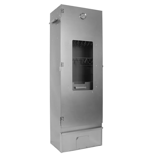 Grafner XXL Räucherofen mit 6 Etagen, Sichtfenster und Thermometer, legierter Stahl, 12x Haken, Räucherschrank zum Heißräuchern und Kalträuchern, Smoker für Fisch Fleisch Käse Gemüse