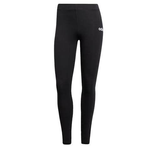 adidas Damen Essentials LINEAR Cotton Leggings, Black/White, L