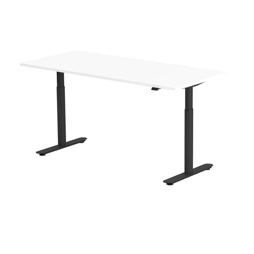 ofinto Elektrisch höhenverstellbarer Bürotisch Rise 120cm x 80cmTischplatte: Weiß; Beine: Schwarz ; Ohne Kabelmanagement-System; Schreibtisch Sitz-Steh
