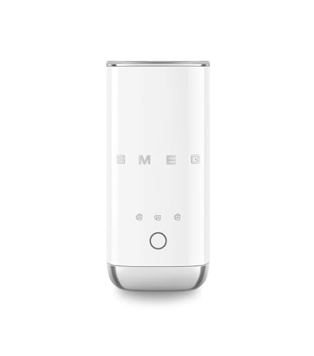 Smeg, MFF02WHEU Elektrischer Milchaufschäumer, 3 Getränkefunktionen, abnehmbarer Schneebesen, Antihaft-Keramikbeschichtung, 500 W, Weiß