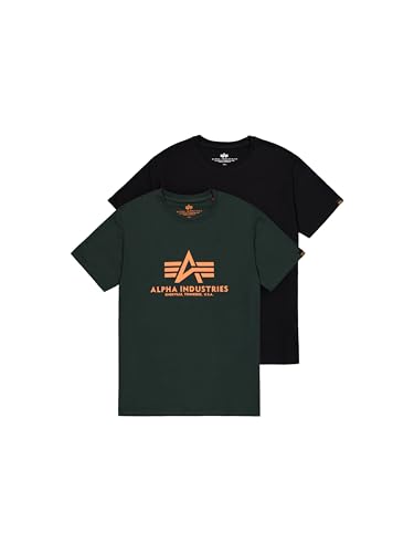 Alpha Industries Basic T 2 Pack T-Shirt für Herren Black/Dark Petrol