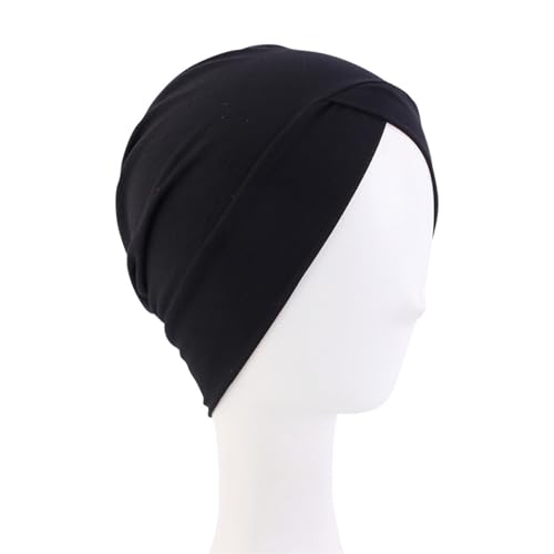 Women Muslim Hijab Kopftuch,Elegant Kopftücher für Damen,Elastische Schwarz Hijab Undercap,Atmungsaktive Cotton Sport Hijab,Ohrenschutz Weicher Beanie Cap Haarschutz für Langes Haar Kurzhaar