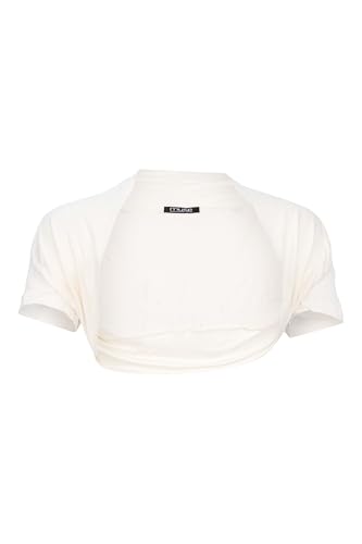 Easy Young Fashion Damen Bolero Jäckchen Kurzarm - elastisch & figurbetont - Basic Schulterjacke - weiche Open Front Jacke 3009 - (Creme)