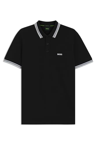 BOSS Herren Paddy Curved Polohemd, New - Black001, XL EU