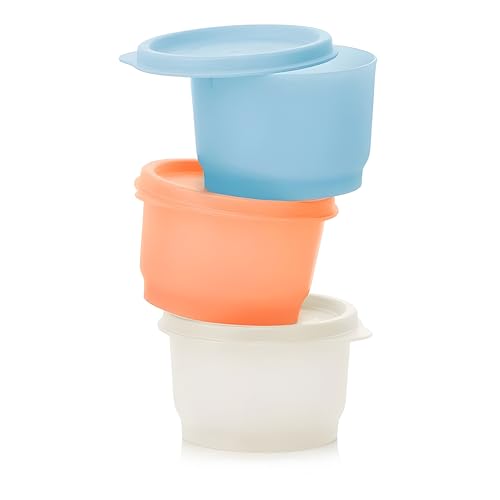 Tupperware SET (3) Kühlschrank Uno 120 ml bunt orange weiß blau Dose Vorrat Frischhaltedose Julchen