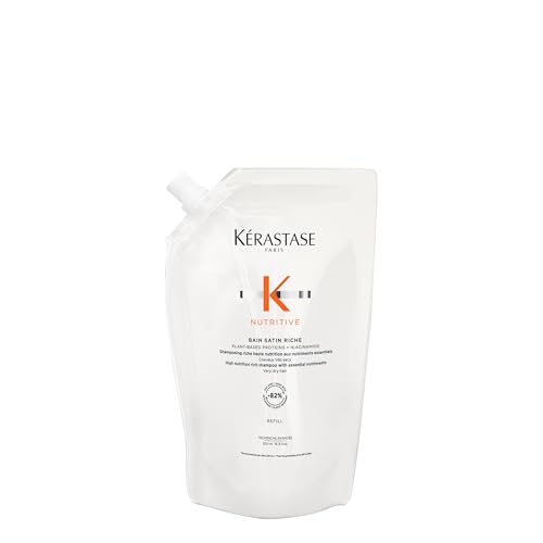 Kérastase Nutritive Bain Satin Riche, Feuchtigkeitsspendendes Haarbad bei trockenem bis sehr trockenem Haar, Reichhaltige, revitalisierende Haarpflege, Nachfüllpackung, 500 ml