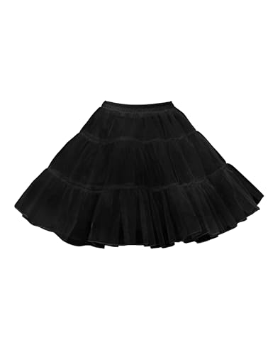 Vlazom Damen Petticoat Kurz Tüll Underskirt Hohe Taille Tutu Rock 50er Retro Ballett Blase Petticoat Prom Abendkleider Brautkleider Petticoats Karneval Kostüm（XXL-3XL，Schwarz）