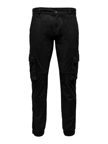 ONLY & SONS Herren Onscam Stage Cuff Pk 6687 Noos Cargohose, Black 1,30W / 32L