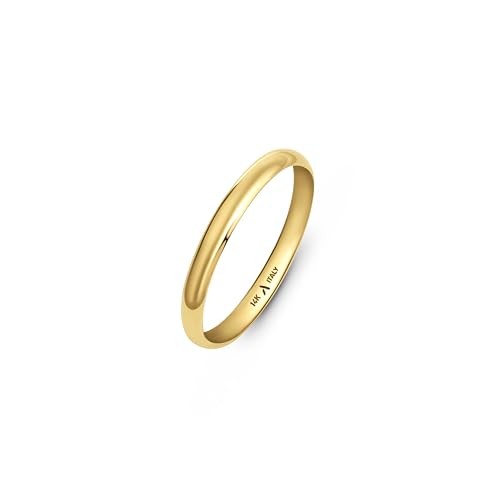 Amberta Massiv Italienische 14K 585er Gold Eheringe für Damen und Herren | Echte 585 Gold Trauringe für Sie und Ihn | Polierte Premium Gelbgold & Weißgold Ringe: 2 mm Gelbgold Ring Größe 53,8