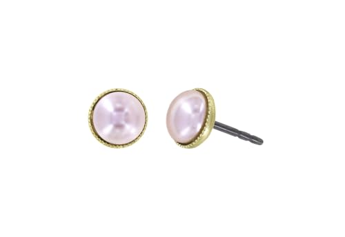 Konplott: Ohrstecker Pearl Shadow shinny brass, klassische halbrunde Perl-Ohrbouton-Ohrstecker, für Damen/Frauen (rosa)