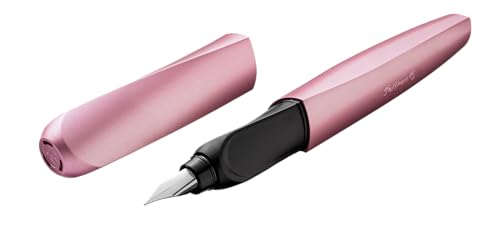 Pelikan Twist Füllhalter, Edelstahl-Feder in Strichbreite M inkl. Tintenpatrone, girly rose