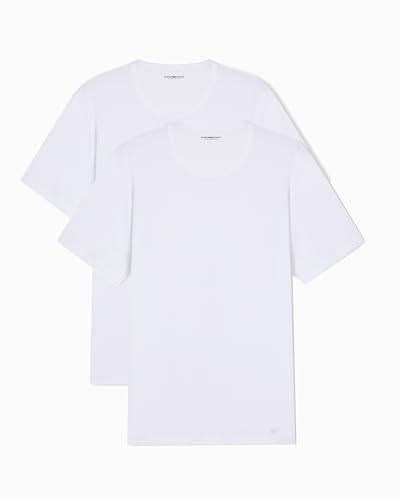 Herren T-Shirt aus Reiner Baumwolle, 2er-Pack, Rundhalsausschnitt, Weiß, L