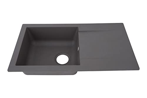 Respekta Denver Mineralitespüle in Grau / 1 Becken Einbauspüle in 78 x 44 cm / Spülbecken geeignet für Unterschränke ab 45 cm Breite