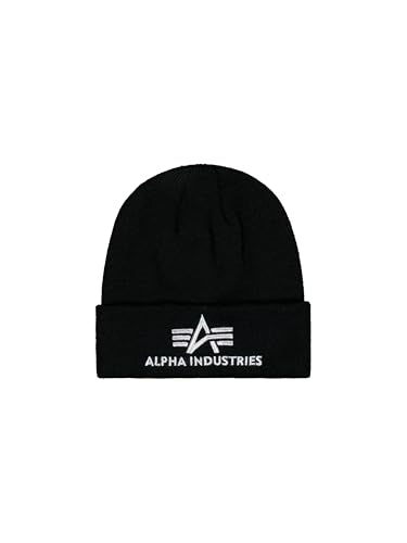Alpha Industries Herren 3D Beanie, Black/Silver, One Size
