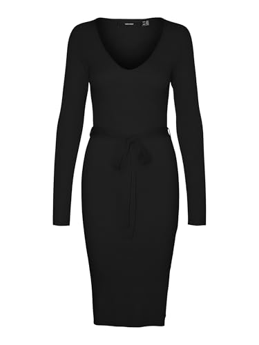 VERO MODA VMSABA Rib LS V-Neck Belt Dress GA NOOS