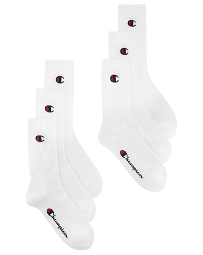 Champion Unisex Basics 6pk Crew Sportsocken, Weiß, 39-42 EU
