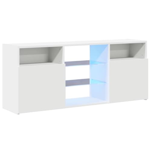 vidaXL TV Schrank mit LED-Leuchten Lowboard Sideboard Fernsehschrank Fernsehtisch TV Möbel Tisch Board HiFi-Schrank Betongrau 140x40x36cm