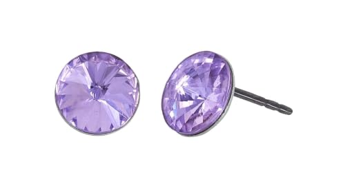 Konplott: Ohrstecker Rivoli small, kleine klassische aufwendig geschliffene Solitär-Kristall-Ohrstecker, für Damen/Frauen (lila)