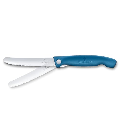 Victorinox Faltbares Picknickmesser mit Wellenschliff, 11 cm, Blau